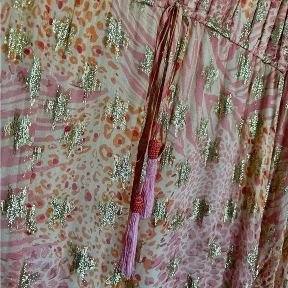 Ciebon Crissta Metallic Print Light Pink Long Sleeve Maxi Dress Size XS - Picture 3 of 8